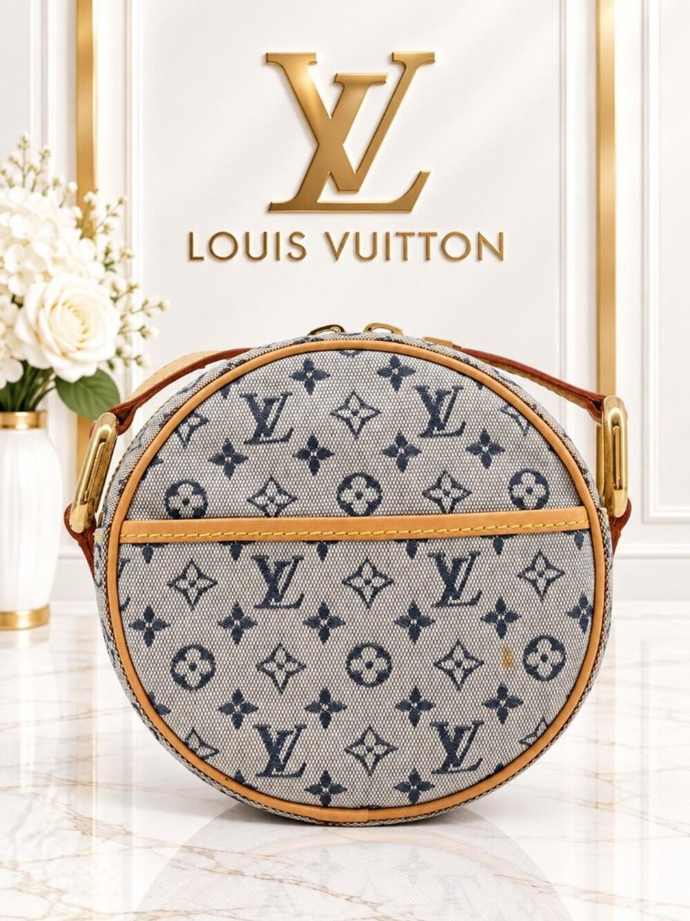 Authentic Louis Vuitton Mini Lin Tambourine Crossbody Bag Monogram Vintage LV